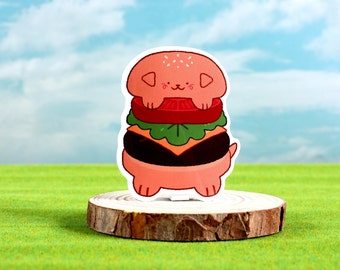 Glossy 2.5" Hamburger Dog Sticker, Silly Journal Sticker