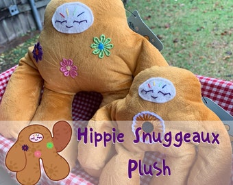 Floral Snuggeaux Plush, Cute Hippie Plushie, Minky Fabric Stuffed Animal