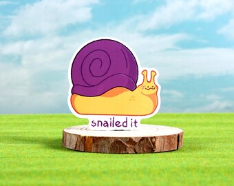 Glossy 2.5" Snail Sticker, Snailed It, Pun sticker