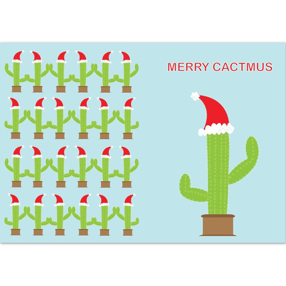 Pack of 10 Folded Cactus Christmas Cards Etsy UK