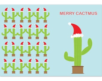 Pack of 10 Folded Cactus Christmas Cards