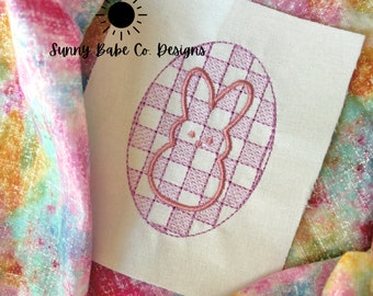 Checkered Easter Egg Bunny Embroidery Design, Trendy Easter Embroidery Design,  4x4 Embroidery Download, Bean stitch, Sketch Easter Egg