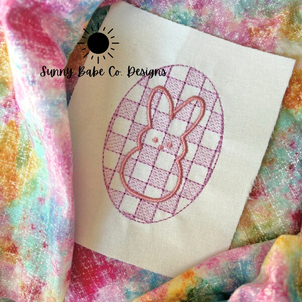 Checkered Easter Egg Bunny Embroidery Design, Trendy Easter Embroidery Design,  4x4 Embroidery Download, Bean stitch, Sketch Easter Egg