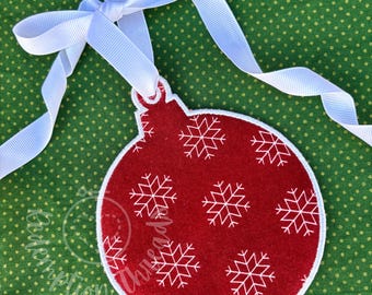 ITH Christmas Ornament Bag Tag, Christmas Gift Tag, ITH Ornament Embroidery Design, In The Hoop Embroidery, Holiday Ornament, ITH Name Tag
