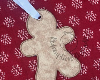 ITH Christmas Gingerbread Bag Tag, Christmas Gift Tag, ITH Ornament Embroidery Design, In The Hoop Embroidery, Holiday design, ITH Name Tag