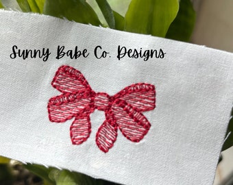 Mini Sketch Bow Embroidery Design, Trendy Bow Embroidery Design,  Vintage Embroidery Download, Bean stitch, Sketch ribbon bow, Add on bow