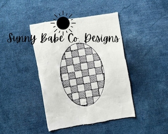 Checkered Easter Egg Embroidery Design, Trendy Easter Embroidery Design,  4x4 Embroidery Download, Bean stitch, Sketch Vintage Easter Egg