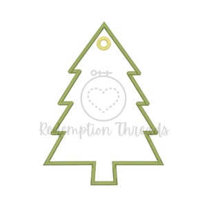 Peut inclure: Contour vert d'un sapin de Noël avec un cercle jaune en haut. L'arbre est conçu pour être utilisé comme une étiquette ou un ornement.