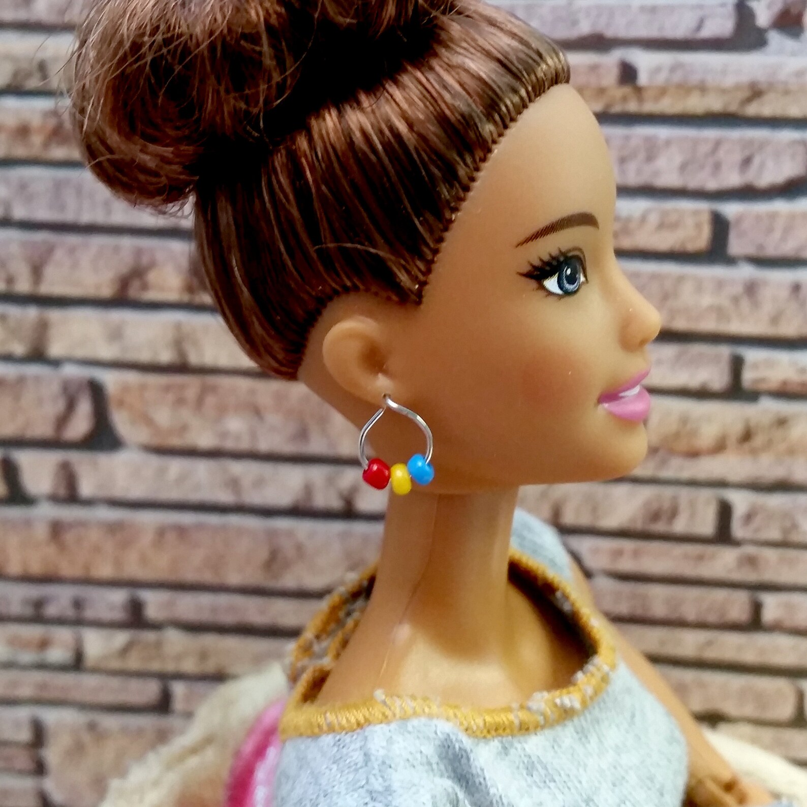 Handmade Barbie Bead Earrings Red Blue and Yellow Etsy