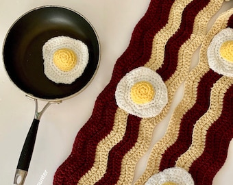 Bacon and Eggs Scarf; Crochet PATTERN; Food; Breakfast