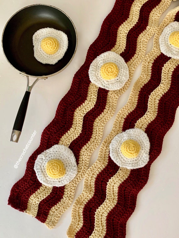 Bacon and Eggs Scarf Crochet PATTERN Food Breakfast Etsy