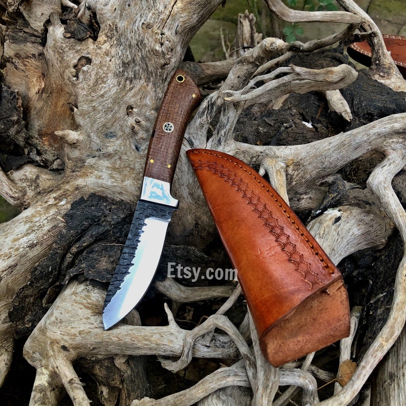 EDC Knife 7 Long Hand Hammer Mark Blade Micarta Scale Etsy