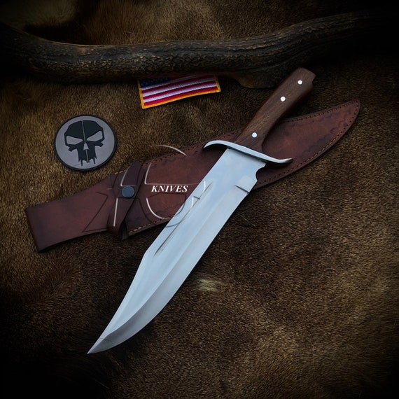 Handmade Big Rambo Knife German Steel Hunting Knive Mens Gift Custom Bowie  Knife and Leather Sheath Groomsmen Knives Hunting Gifts for Men 