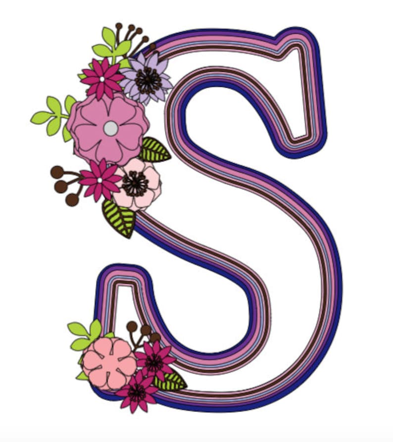 Download Layered Letter S with flowers SVG file Alphabet SVG for | Etsy