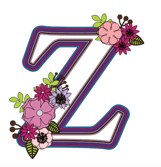 Layered Letter Z with flowers SVG file Alphabet SVG for Etsy