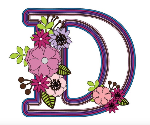 Download Layered Letter D With Flowers Svg File Alphabet Svg For Etsy