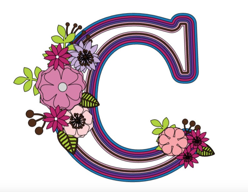 Download Layered Letter C with flowers SVG file Alphabet SVG for | Etsy