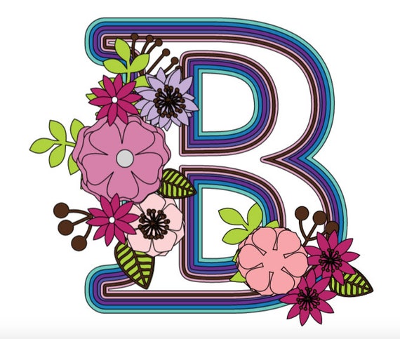 Download Layered Letter B With Flowers Svg File Alphabet Svg For Etsy