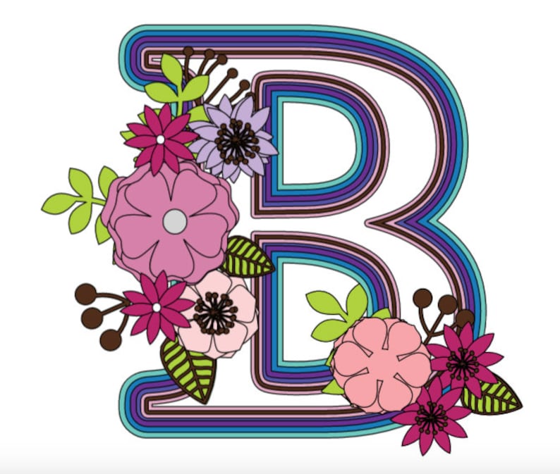 Download Layered Letter B with flowers SVG file Alphabet SVG for | Etsy
