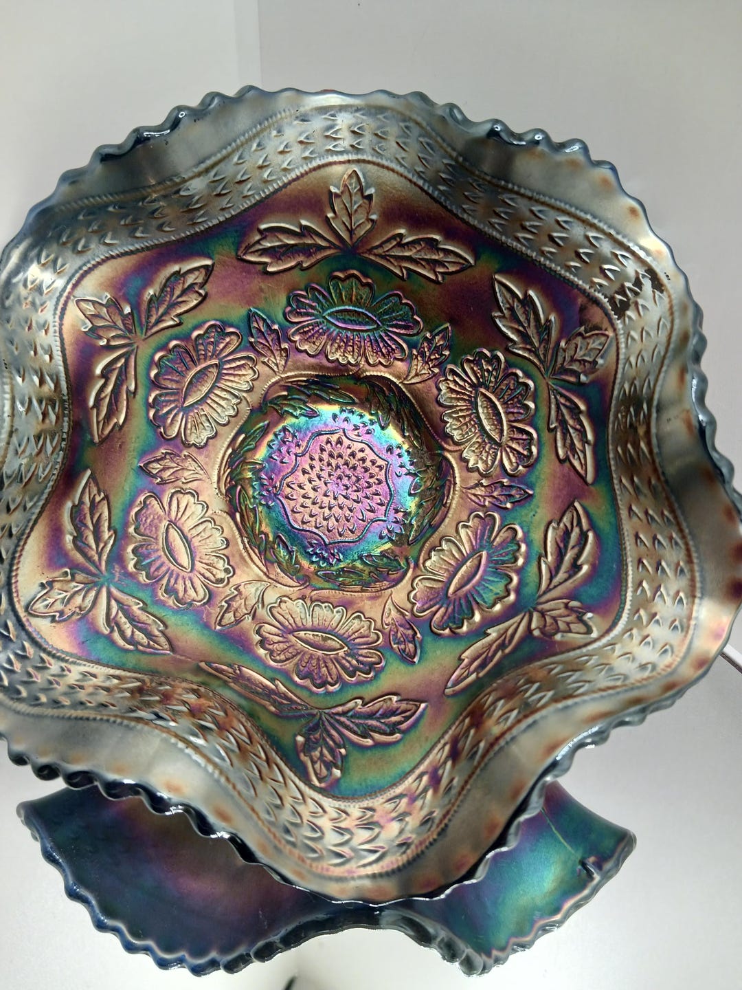 TWO FLOWER CARNIVAL Glass Tri Foot Dish - Etsy
