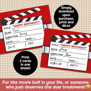 Printable Movie-themed Card | Film Buff’s Birthday | Clapboard Design ...