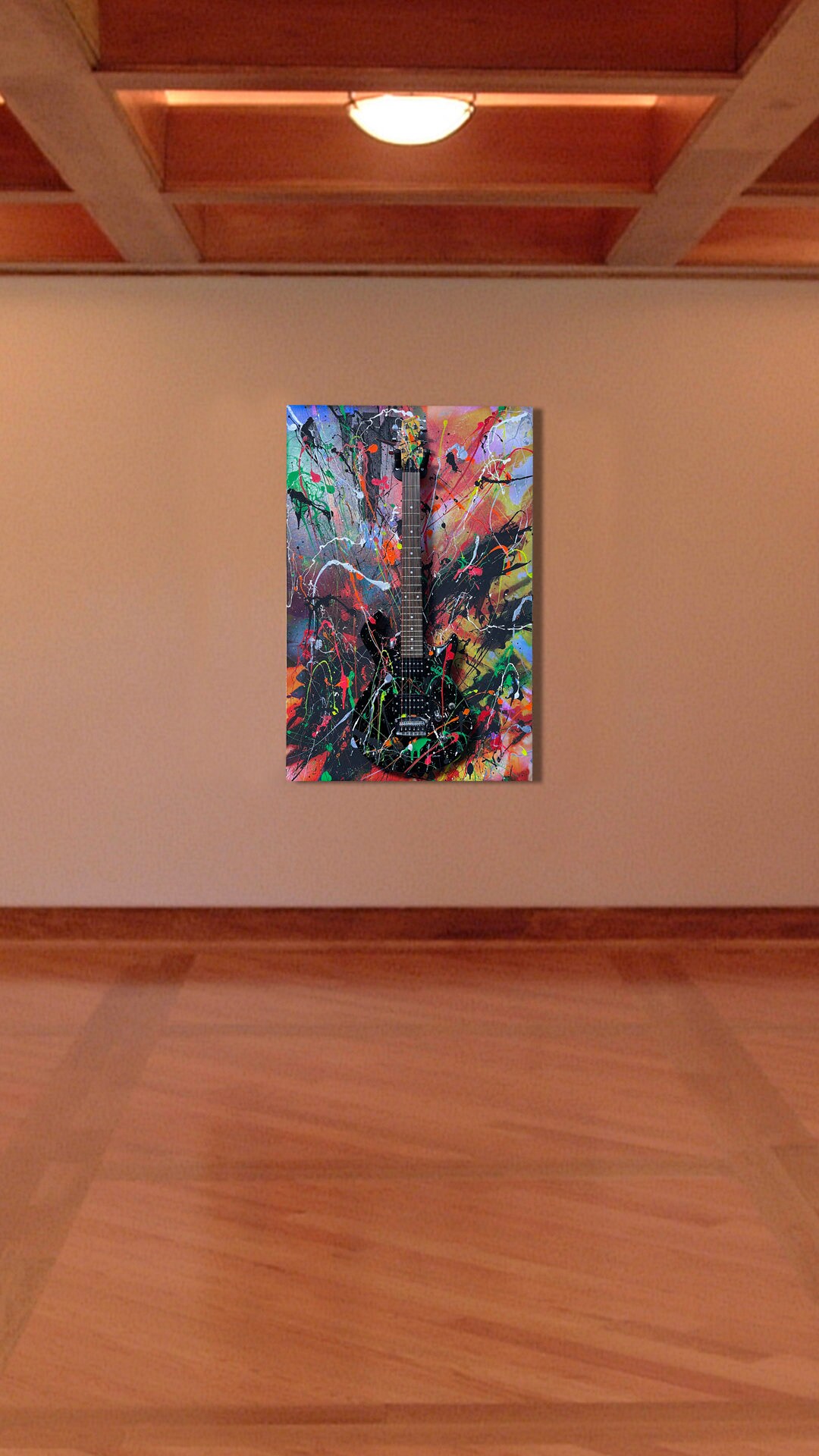 Black Electric Guitar Jackson Pollock Style Wall Art Etsy