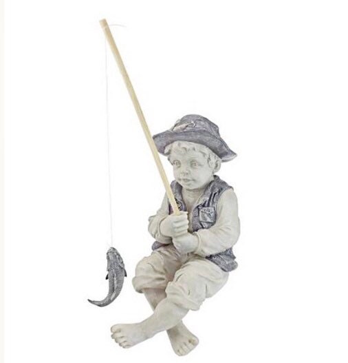 Fishing statue boy girl pond 15 inches little Frederick Larry Etsy