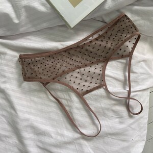 Open Mesh Panties Doted Panties Crotchless Panties Polka Dot Panties