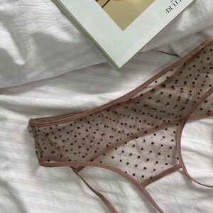 Open Mesh Panties Doted Panties Crotchless Panties Polka Dot Panties