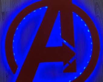 Wood Illuminated avenger’s sign, Wall Art, Wall Decor, Endgame, Avengers Wall Art, Marvel