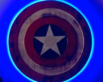 Custom Captain America Wooden Shield: Avengers LED Decor