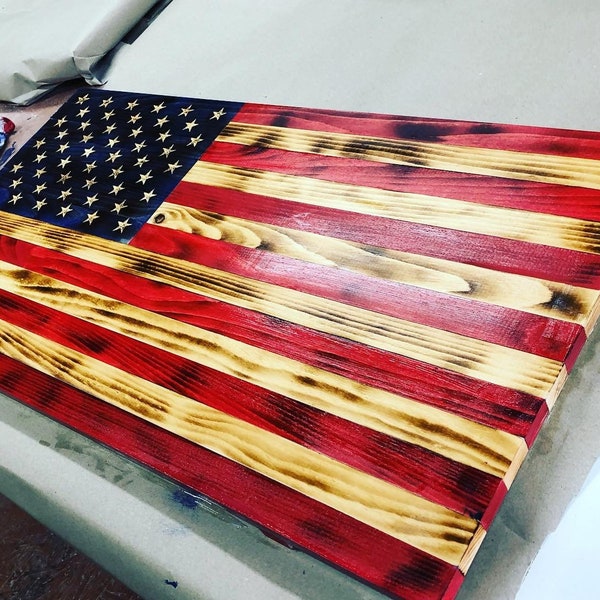 Handmade Wooden American Flag: Patriotic Wall Art