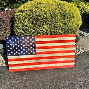 Handmade Wooden Outdoor Picket Fence American Flag - Rustic Patriotic ...