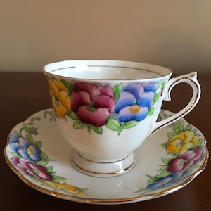 Vintage Royal Albert Pansy fine bone china Tea cup with matching Saucer