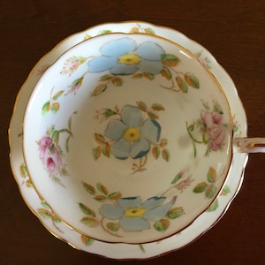 Vintage Tuscan Pastel Wild flowers and Roses fine bone china Tea cup with matching Saucer