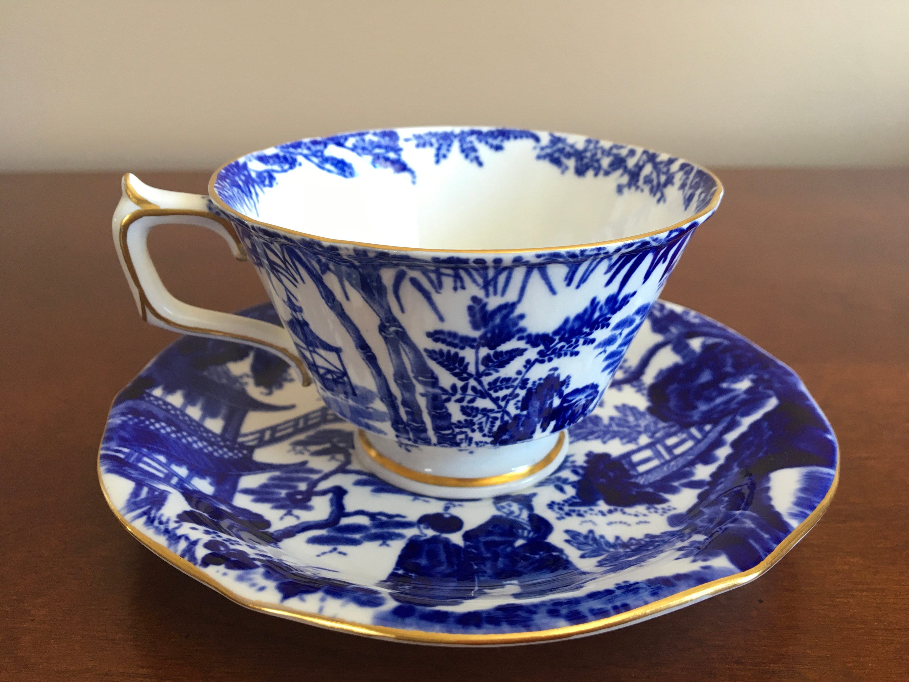 Royal Crown Derby Mid-century Blue Mikado Fine Bone China Cup With