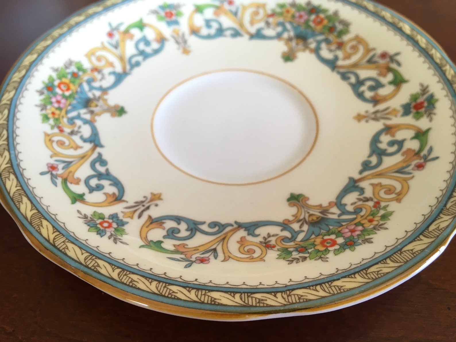 1 of 3 Vintage Aynsley Blue and Orange Floral Henley Pattern Etsy