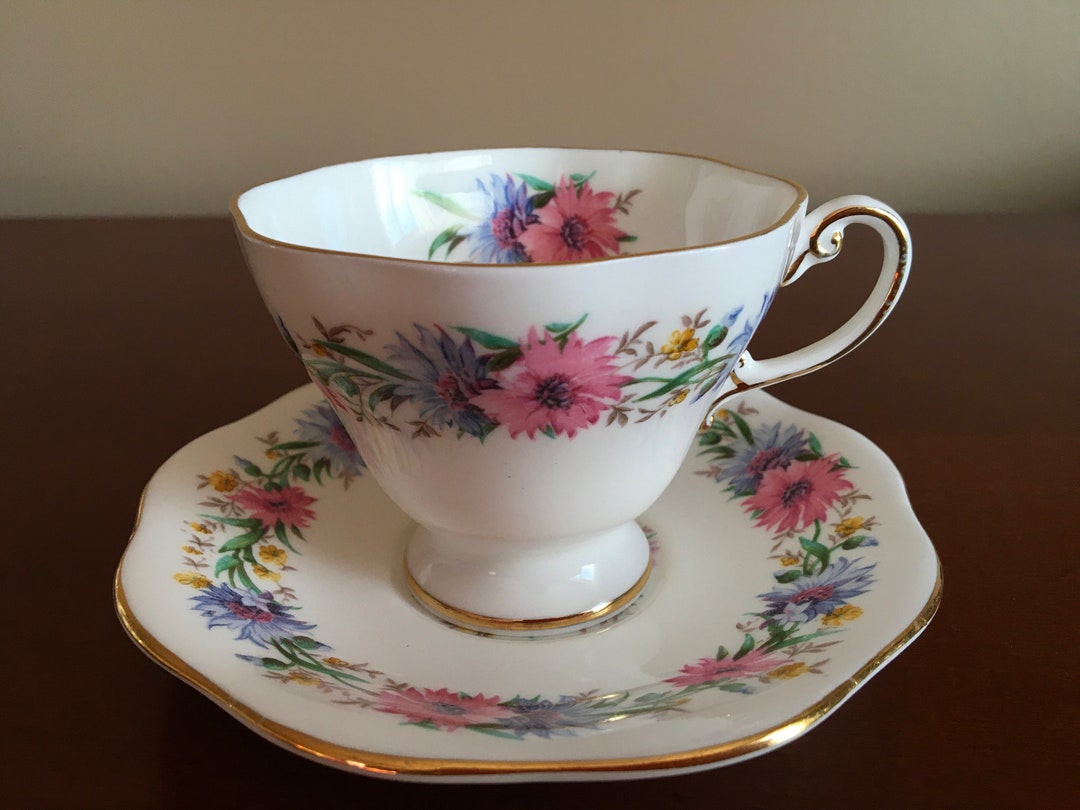 EB Foley Cornflower Fine Bone China Tea Cup With Matching Saucer Etsy