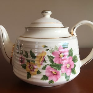Vintage Sadler Engeland Wild Roses 3 kopjes theepot