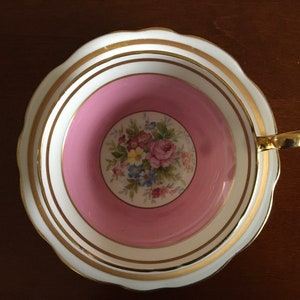 EB Foley Pink and Floral fine bone china Tea cup with matching Saucer