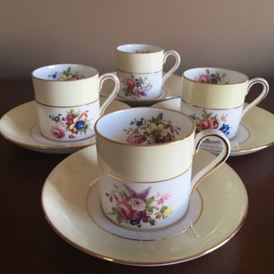 1 of 4 Hammersley Floral artist signed  Demitasse or Espresso cup with matching saucer