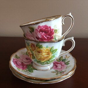 1 of 10 True Classic vintage Royal Albert Tea Rose or American Beauty fine bone china tea cup with matching saucer
