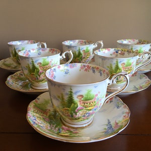 1 of 4 Vintage Royal Albert Kentish Rockery fine bone china Tea cups with  matching Saucer