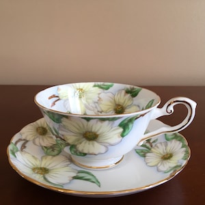 Vintage Tuscan Dogwood Imperfect fine bone china Tea cup with matching saucer