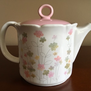 Vintage Sadler Engeland Roze deksel met Pastel Bloemen Theepot 4 kopjes