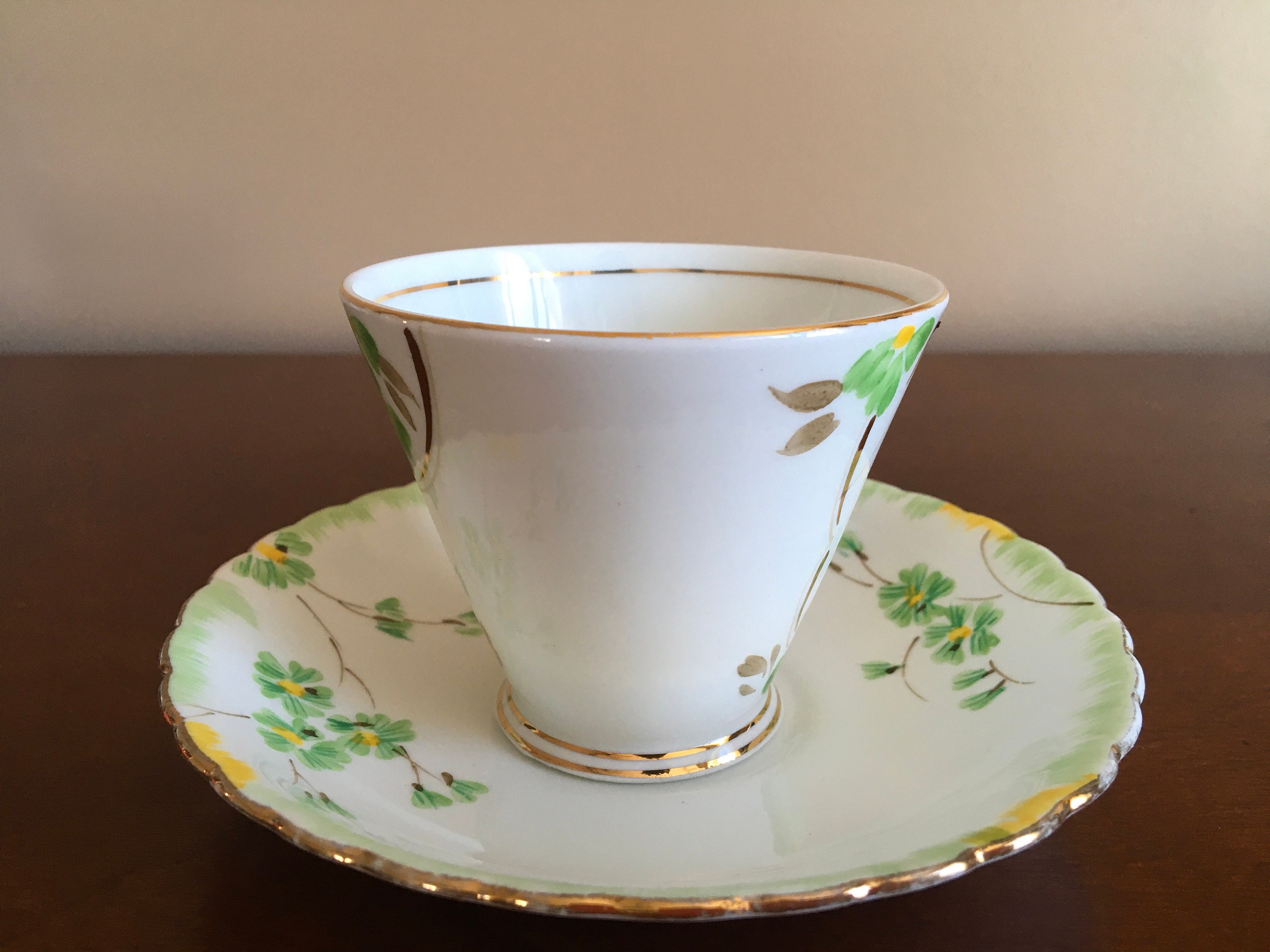 Art Deco Phoenix handpainted Tea cup with matching saucer Etsy