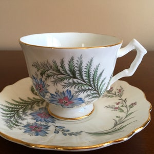 Aynsley Cornflowers/ Wild flowers Crocus shaped fine bone china Tea cup with matching Saucer
