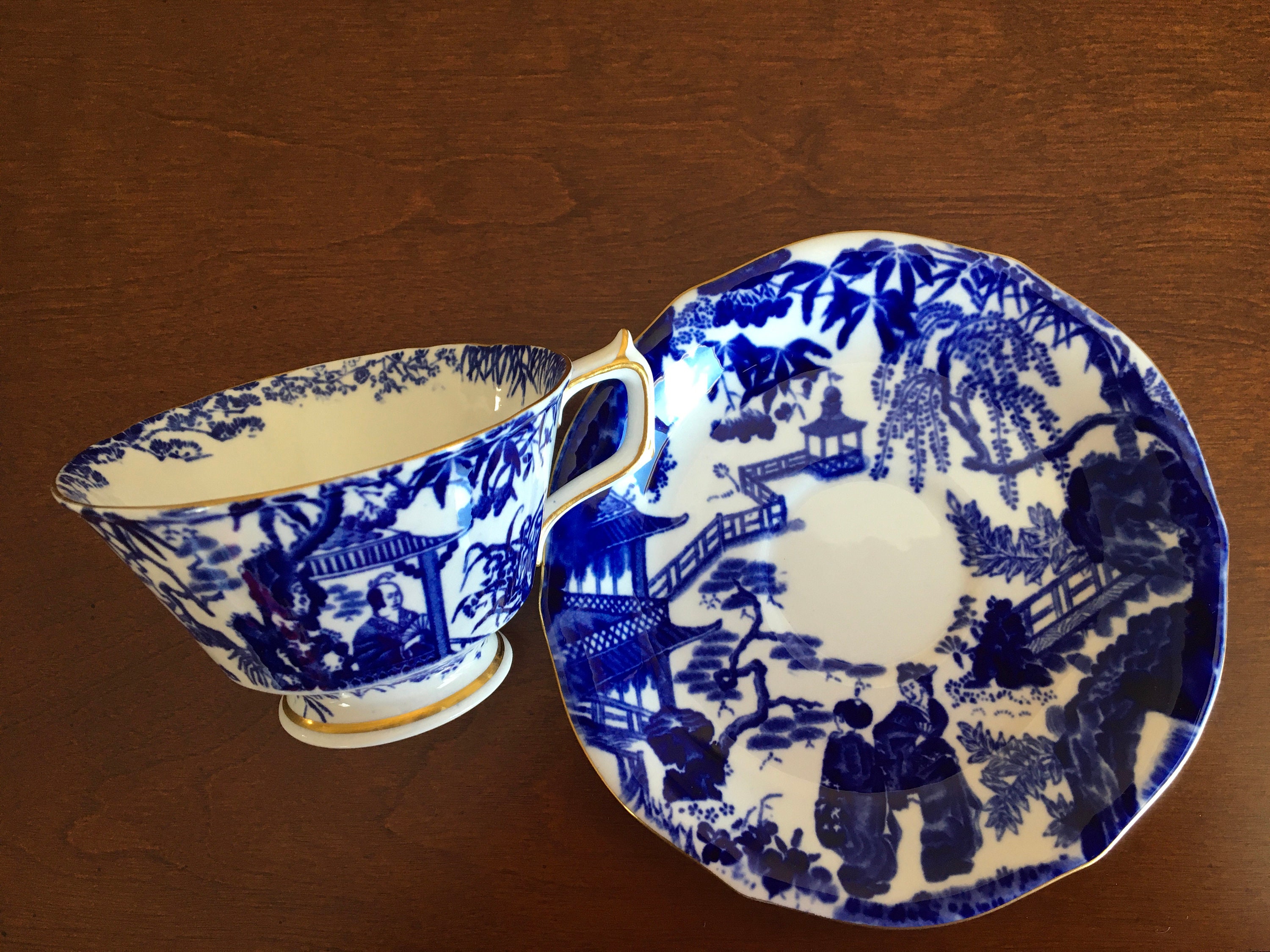 Royal Crown Derby Mid-century Blue Mikado Fine Bone China Cup With