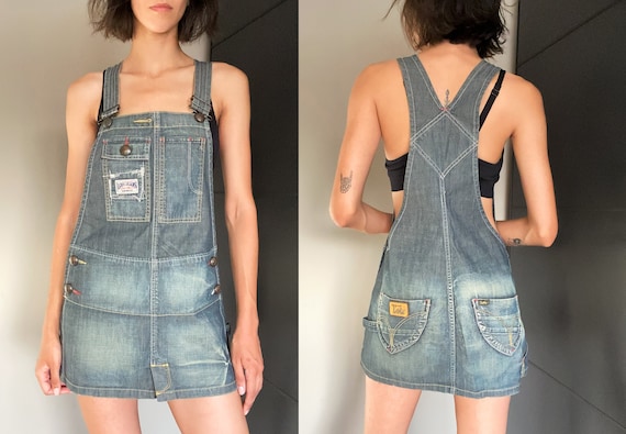 Vintage Denim Dungaree Dress / vintage Lois Denim