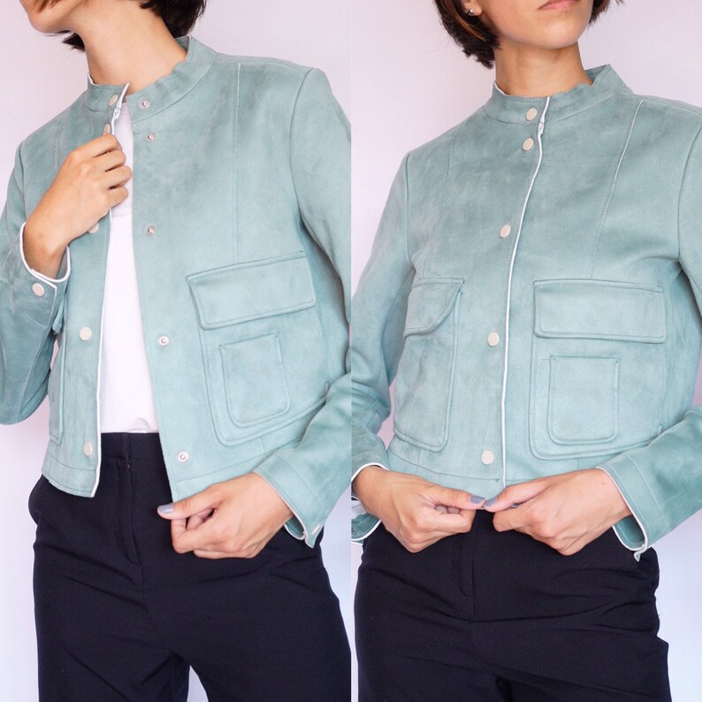 Vintage Green Jacket Vintage Retro Green Coat Mid Length Green Jacket Mint Green Vintage Coat